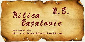 Milica Bajalović vizit kartica
